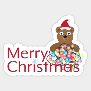 Merry Christmas with Cute Cartoon Bear Sticker